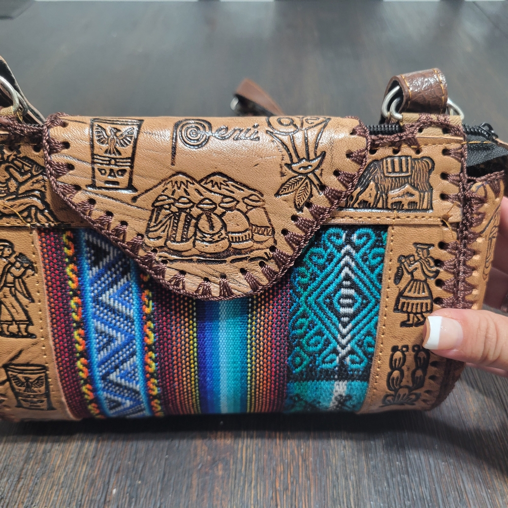 Peruvian Brown and Multicolor Patterned Women Bag